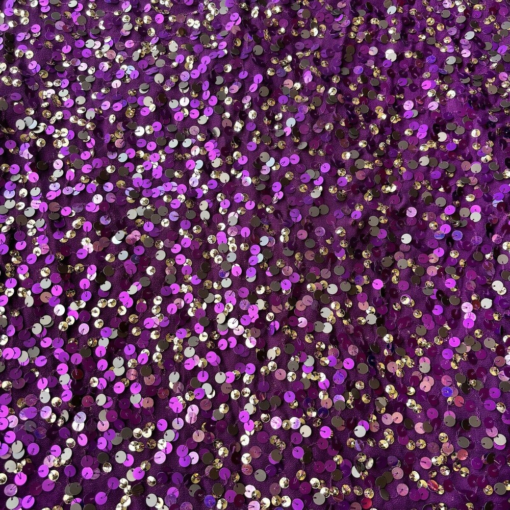Ludi Tank Top Sz S Cap Sleeve Purple Sequins Shiny Party Dance Glitzy Colorful - Picture 3 of 8